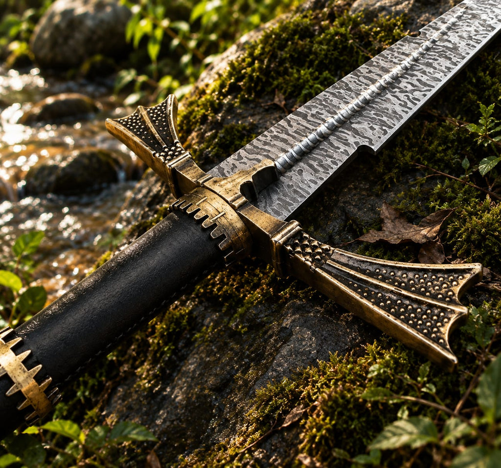 Hand-Forged Elven Longsword - “Taurithil” Damascus Steel Fantasy Sword