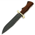 Hand-Forged Bowie Knife with Rosewood Handle, Brass Guard & Leather Sheath - view 1