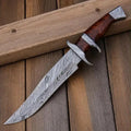 Damascus Bowie Knife with Dual Guard & Rosewood Handle - view 1