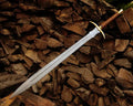 Damascus Sword with Wrapped Grip & Curved Brass Guard - view 1