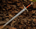 Damascus Crusader Sword with Red Grip & Cross Guard - view 1