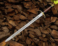 Damascus Knight Sword with Dark Wrapped Grip & Brass Guard - view 1