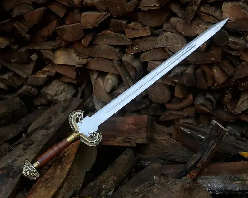 Steel Longsword with Brass Pommel & Leather Grip - view 1