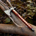 Damascus Tomahawk with Segmented Wooden Handle - view 1