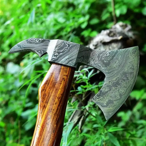 Damascus Bearded Axe with Rosewood Handle - view 1