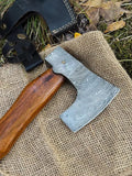Damascus Camp Axe with Leather-Wrapped Handle & Sheath - view 1