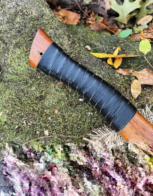 Damascus Camp Axe with Leather-Wrapped Handle & Sheath - view 2