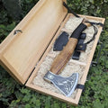 Engraved Viking Axe with Striped Wood Handle in Gift Box - view 1