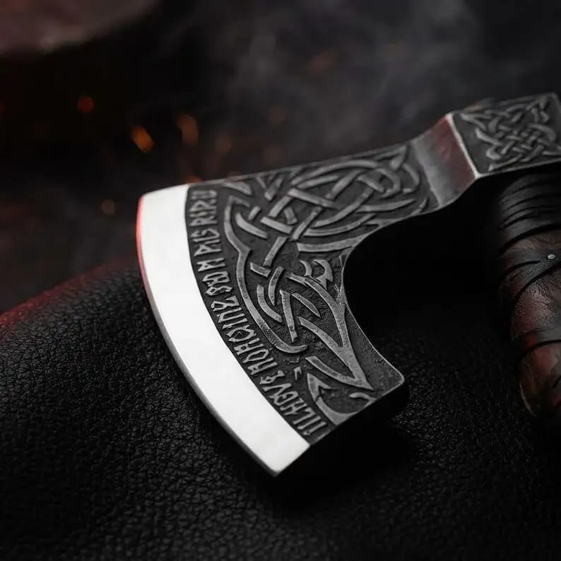 Norse Wolf-Head Viking Axe with Celtic Knot Head & Medallion - view 5