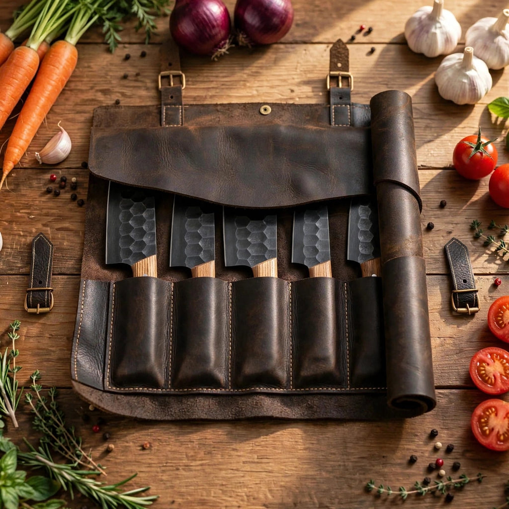 Hand Forged Damascus Steel Chef Knife Set, Kitchen Knives | Chef Knive Set, Handmade 5 Pcs Luxury Damasuc Knife Gift for him, Gifts for her
