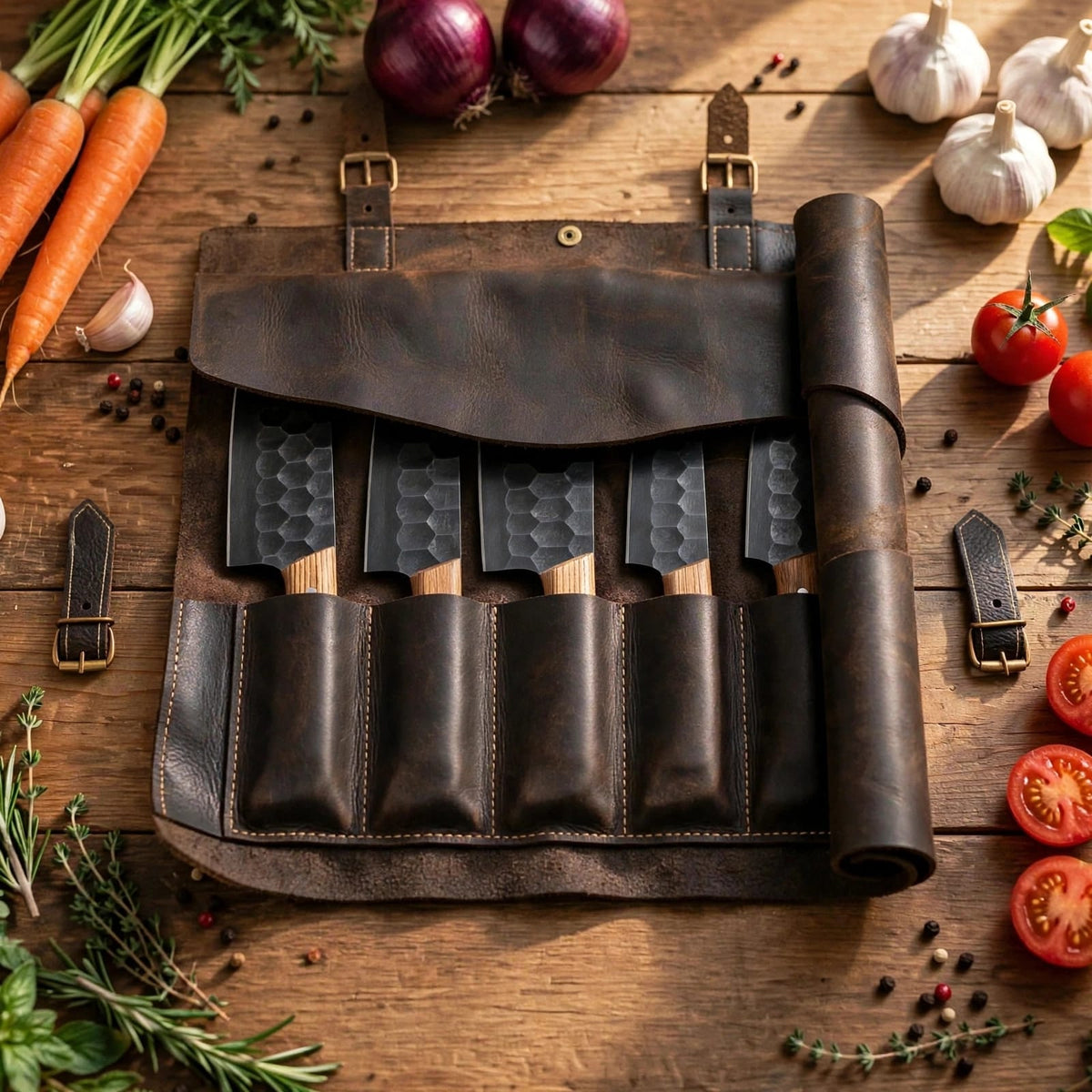 Hand Forged Damascus Steel Chef Knife Set, Kitchen Knives | Chef Knive Set, Handmade 5 Pcs Luxury Damasuc Knife Gift for him, Gifts for her