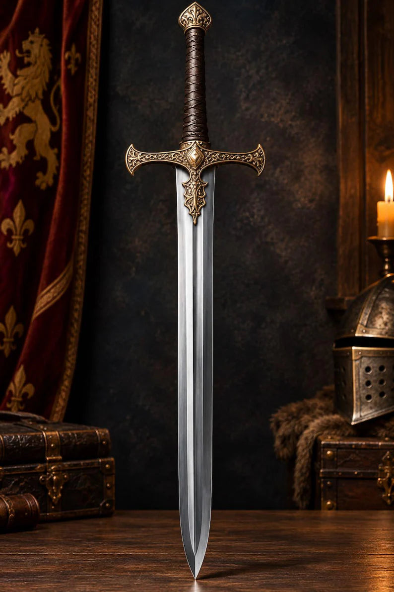 Imperial Royal Knight Fantasy Sword – Ornate Golden Hilt Steel Blade